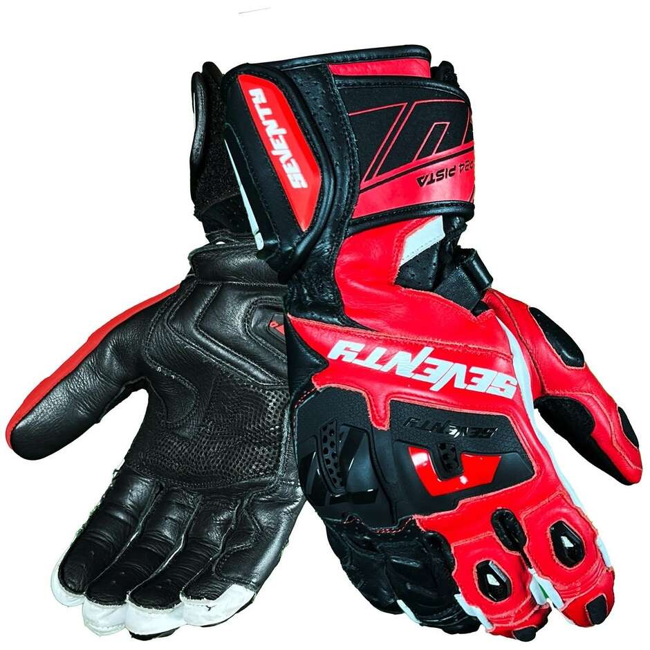 Seventy Degrees SD-R24 PISTA Motorcycle Gloves Black Red