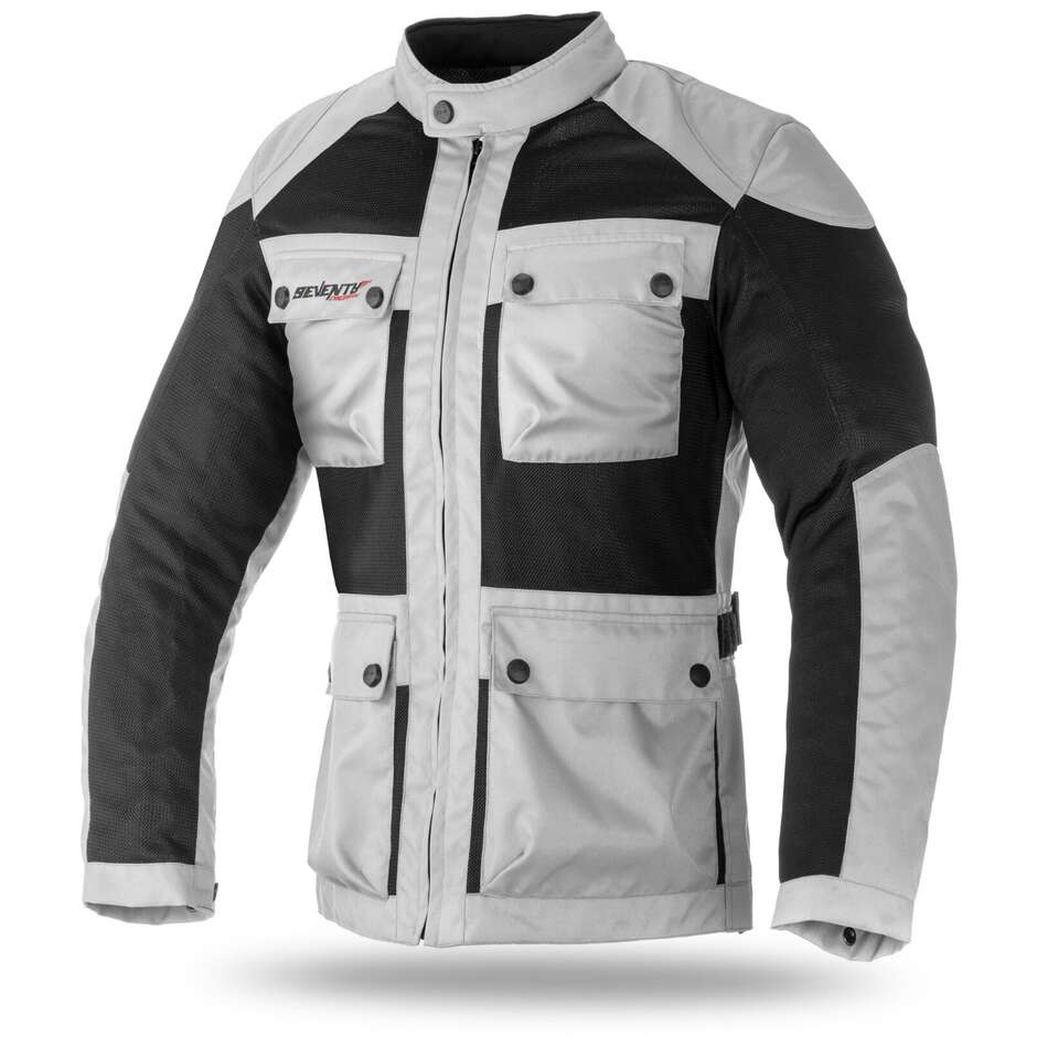 Seventy JC30 Summer Technical Motorcycle Jacket Perforated Black Ice