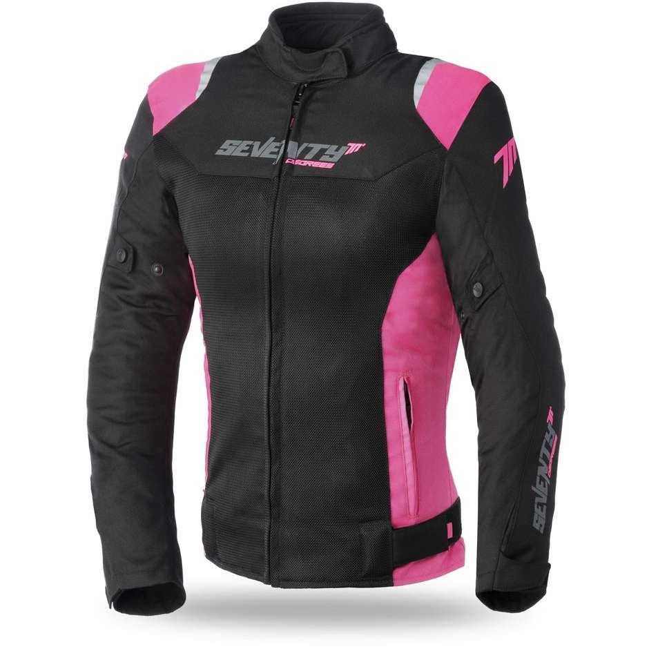 Seventy JR50 CE Lady Black White Pink Perforated Summer Motorcycle Jacket