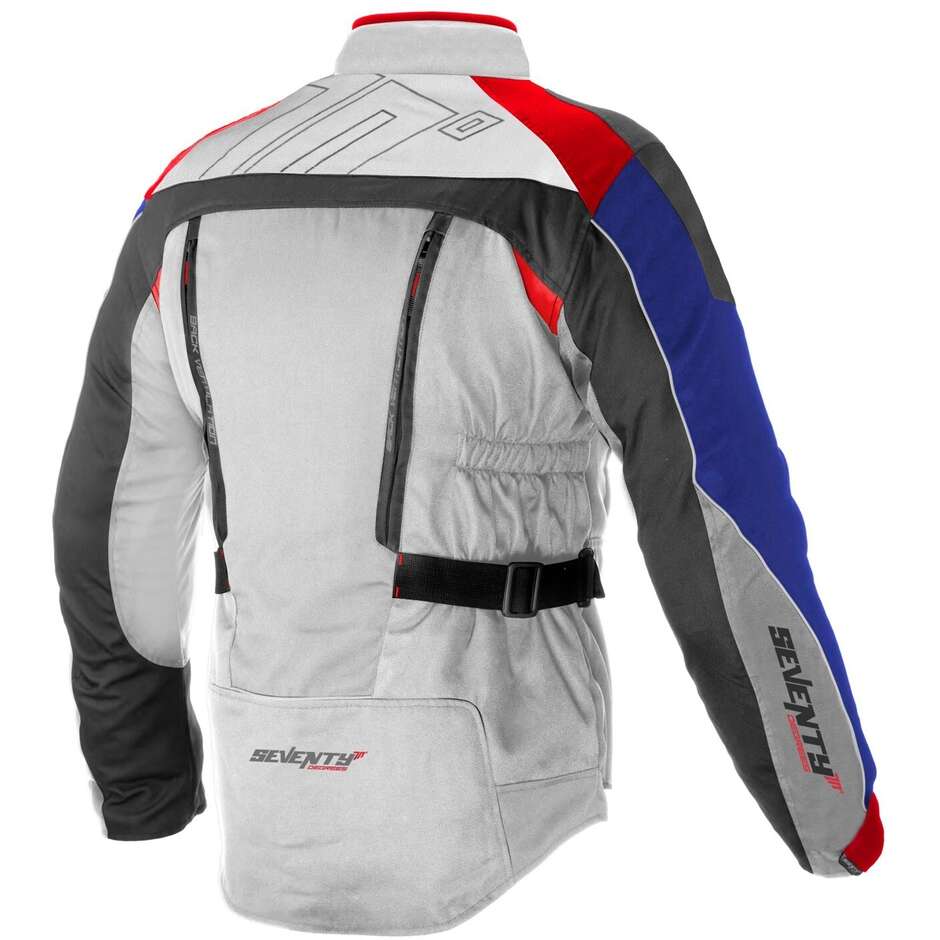 Seventy JT43 Touring Winter Motorcycle Jacket Gray Red Blue