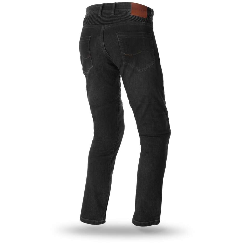 Seventy PJ6 Slim Black Motorcycle Jeans Pants