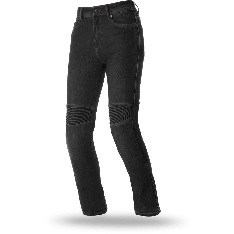 Seventy PJ8 Slim Damen Jeans Motorradhose Schwarz