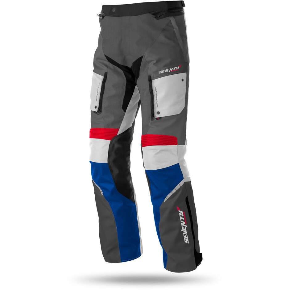 Seventy PT3 Touring Gray Red Blue Fabric Motorcycle Pants
