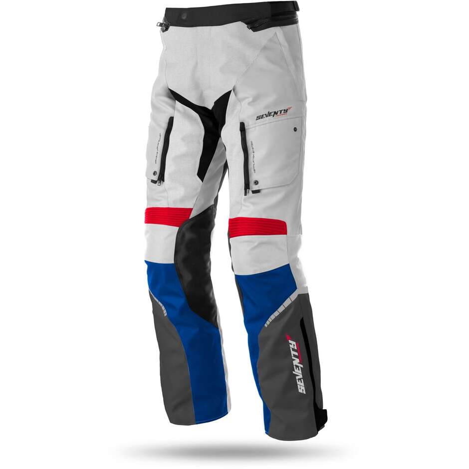 Seventy PT3S Shortened Fabric Motorcycle Pants Touring White Red Blue