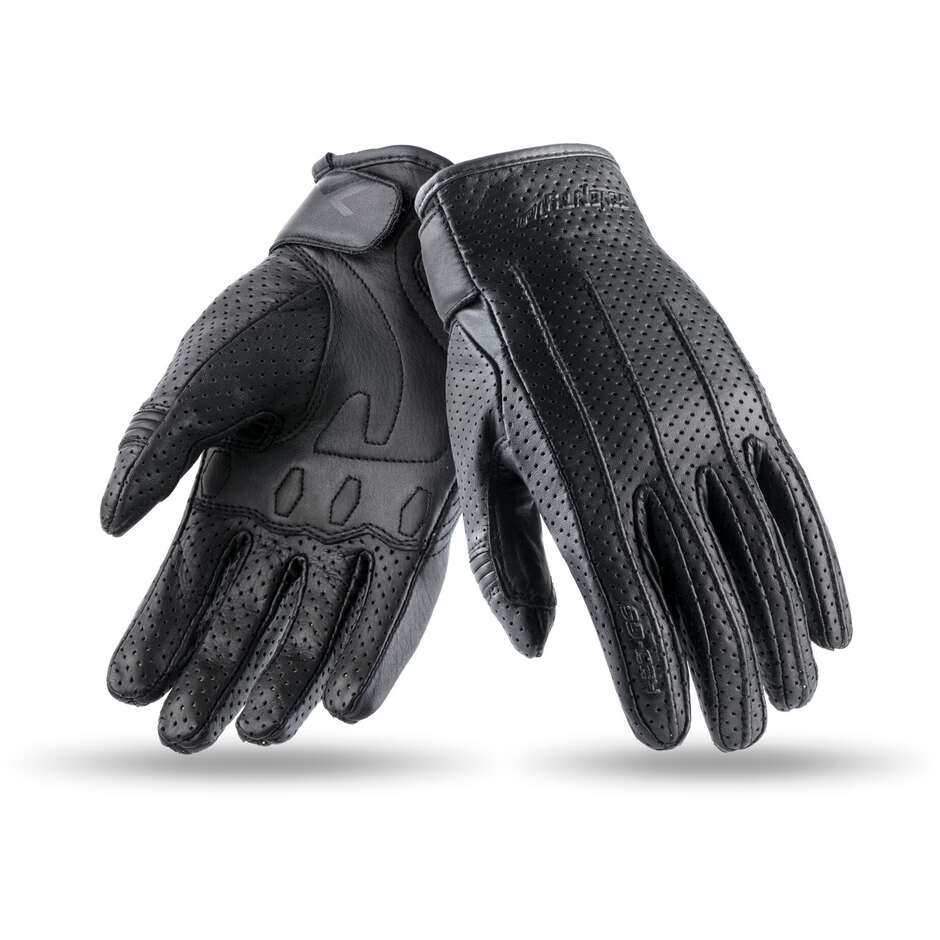 Seventy SD-C24 Urban Black Certified Summer Leather Motorcycle Gloves
