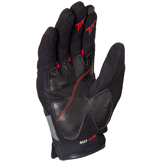 Seventy Summer Technical Motorcycle Gloves With C16 Black Red Homologated Fabric Protections
