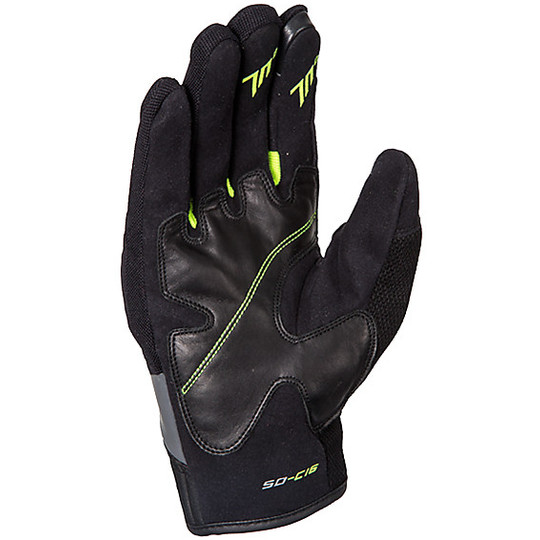 Seventy Summer Technical Motorcycle Gloves With C16 Black Yellow Homologated Fabric Guards