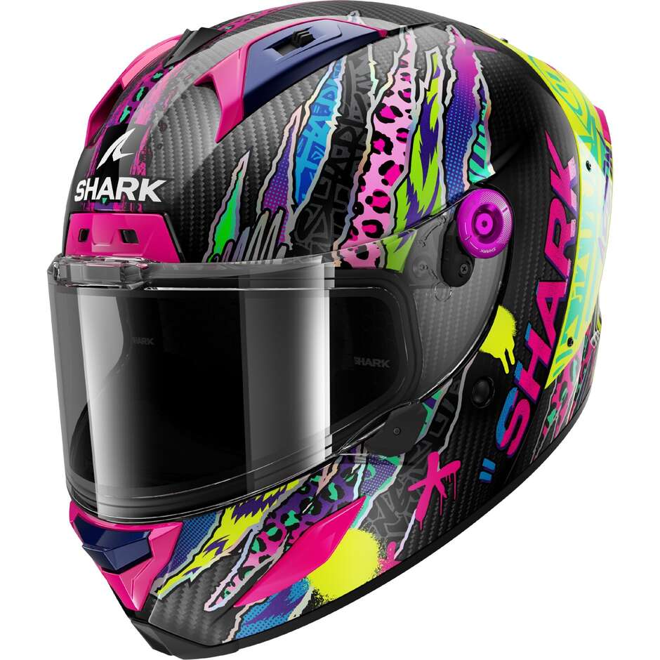 Shark AERON FAWN Full Face Motorcycle Helmet Yellow Purple Carbon