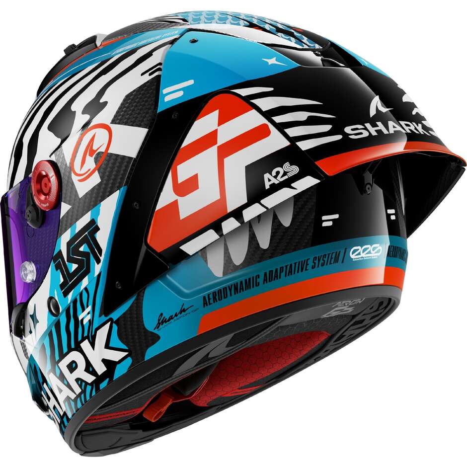 Shark AERON-GP FIM RACING #2 SPEED-FANCY Carbon Weiß Blau Integralhelm