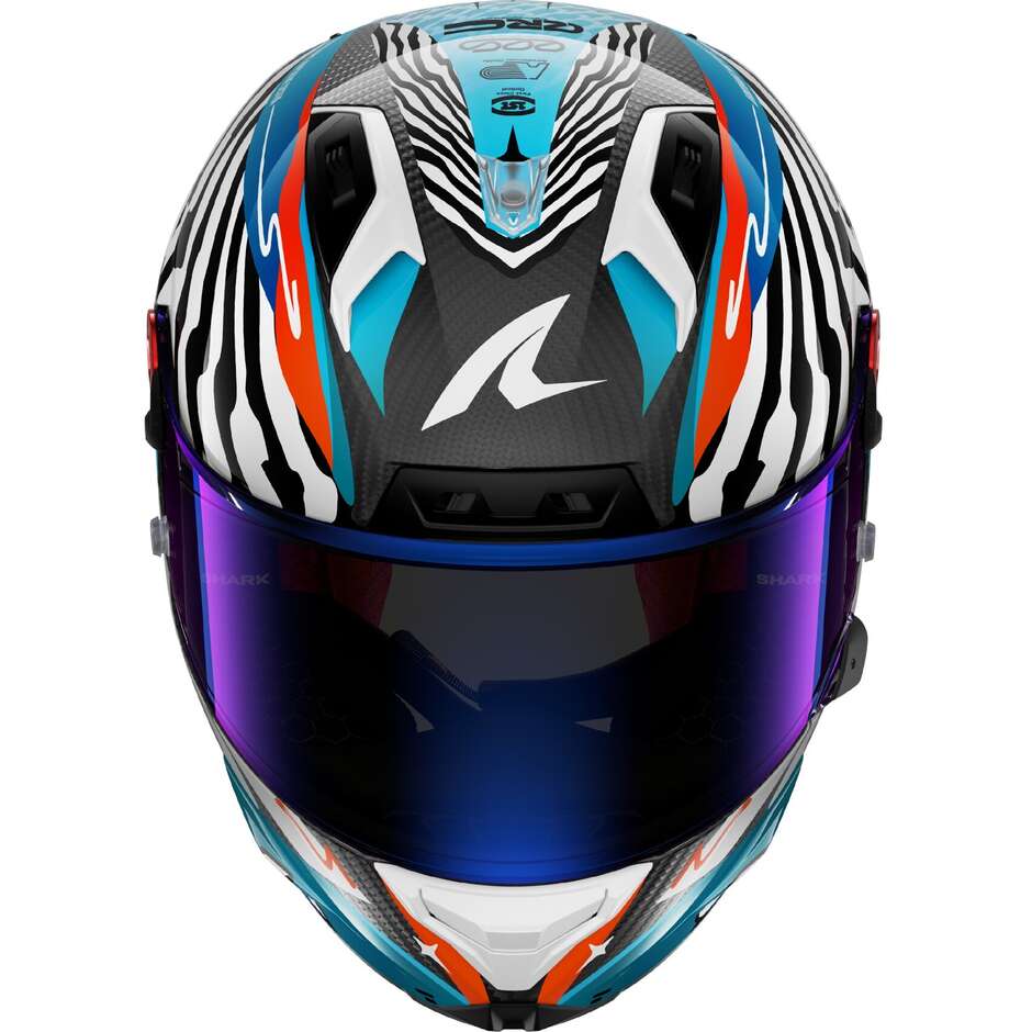 Shark AERON-GP FIM RACING #2 SPEED-FANCY Carbon Weiß Blau Integralhelm