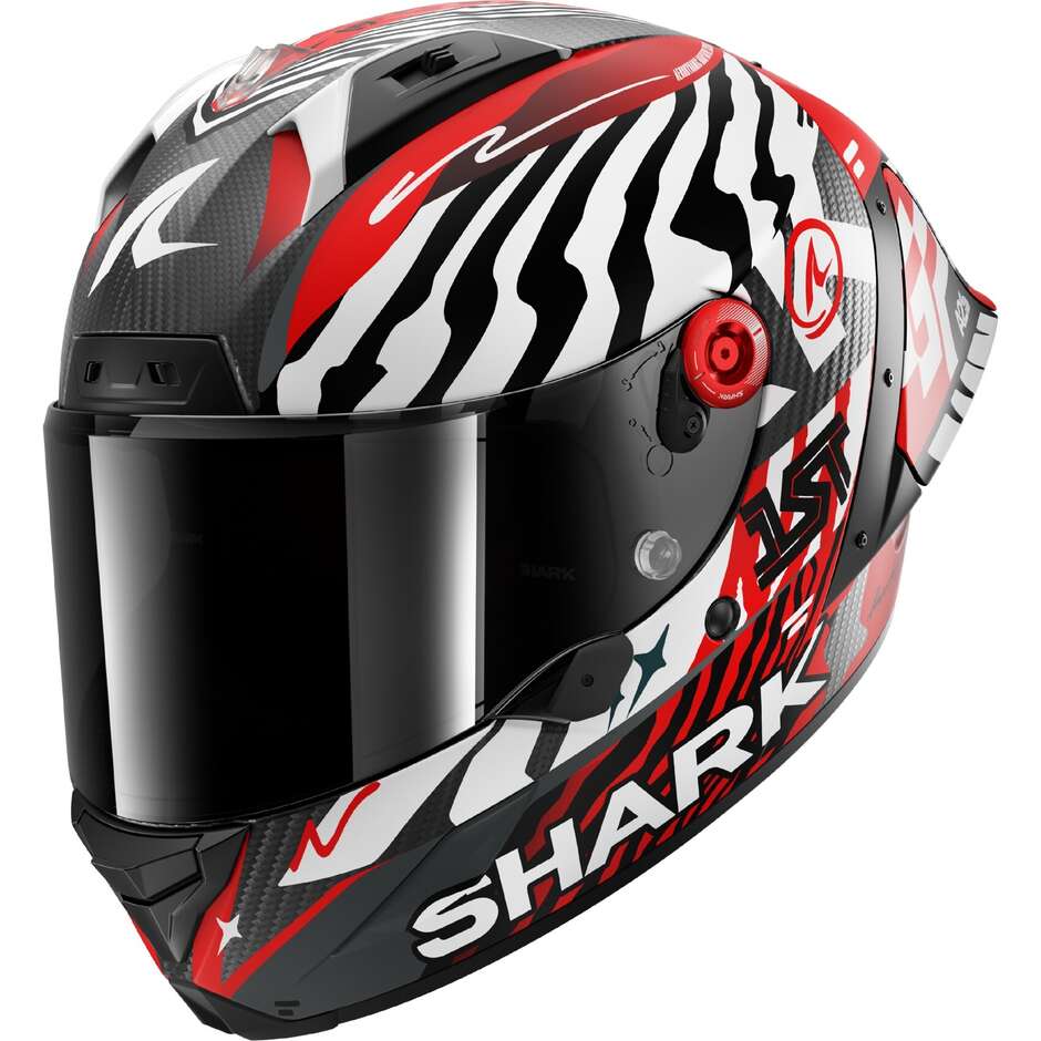 Shark AERON-GP FIM RACING #2 SPEED-FANCY Matt Carbon Weiß Rot Integralhelm