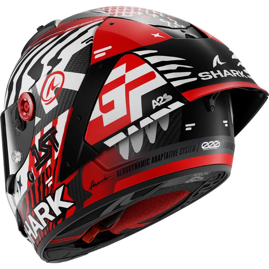 Shark AERON-GP FIM RACING #2 SPEED-FANCY Matt Carbon Weiß Rot Integralhelm