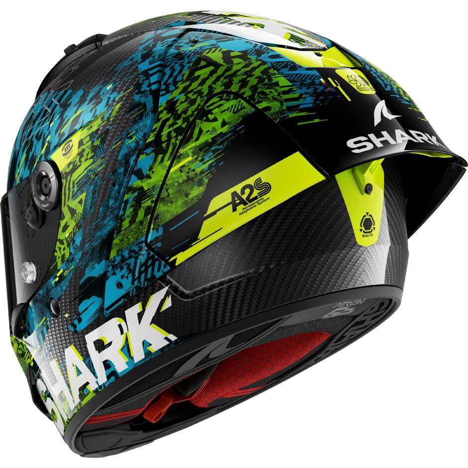 Shark AERON-GP FIM RACING #2 SPEED-VIB Carbon Blue Green Integral Motorcycle Helmet
