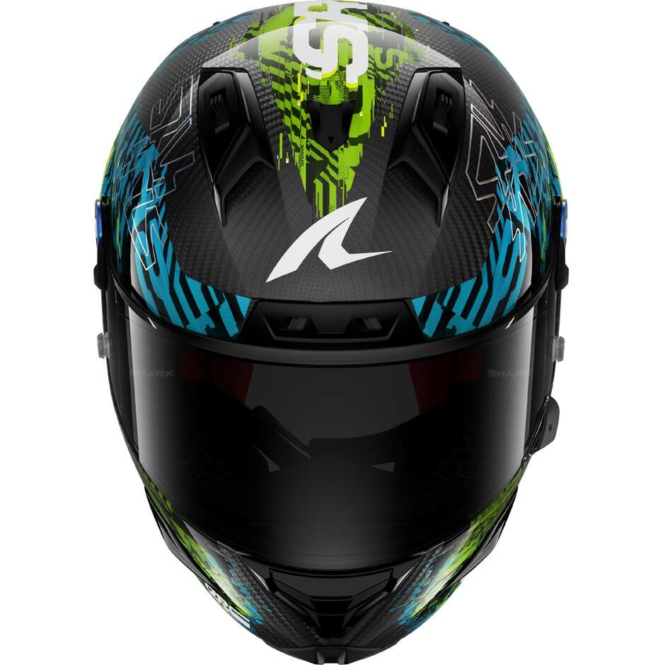Shark AERON-GP FIM RACING #2 SPEED-VIB Carbon Blue Green Integral Motorcycle Helmet