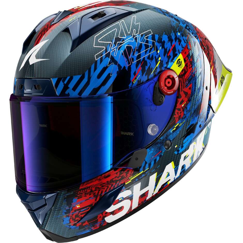 Shark AERON-GP FIM RACING #2 SPEED-VIB Carbon Blue Red Full Face Motorcycle Helmet