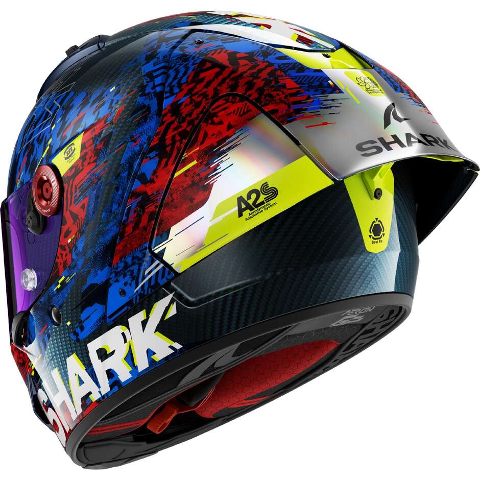 Shark AERON-GP FIM RACING #2 SPEED-VIB Carbon Blue Red Full Face Motorcycle Helmet