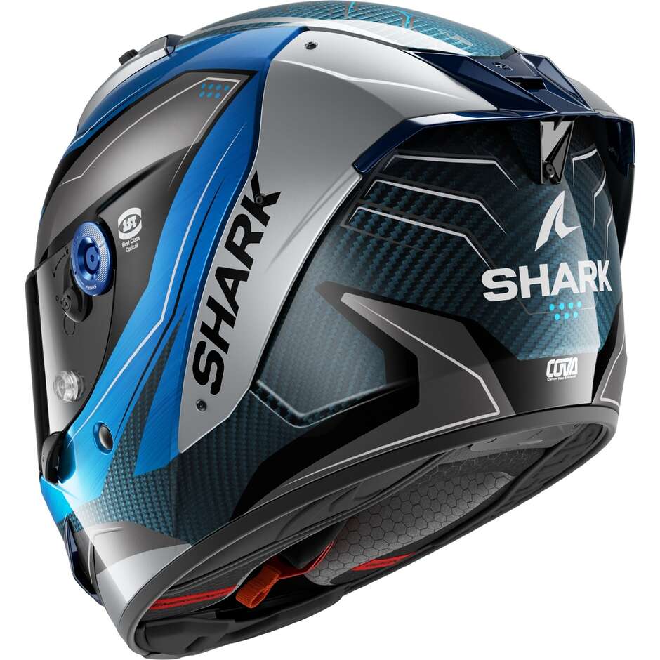 Shark AERON MEKARIUM Carbon Blue Silver Full Face Motorcycle Helmet