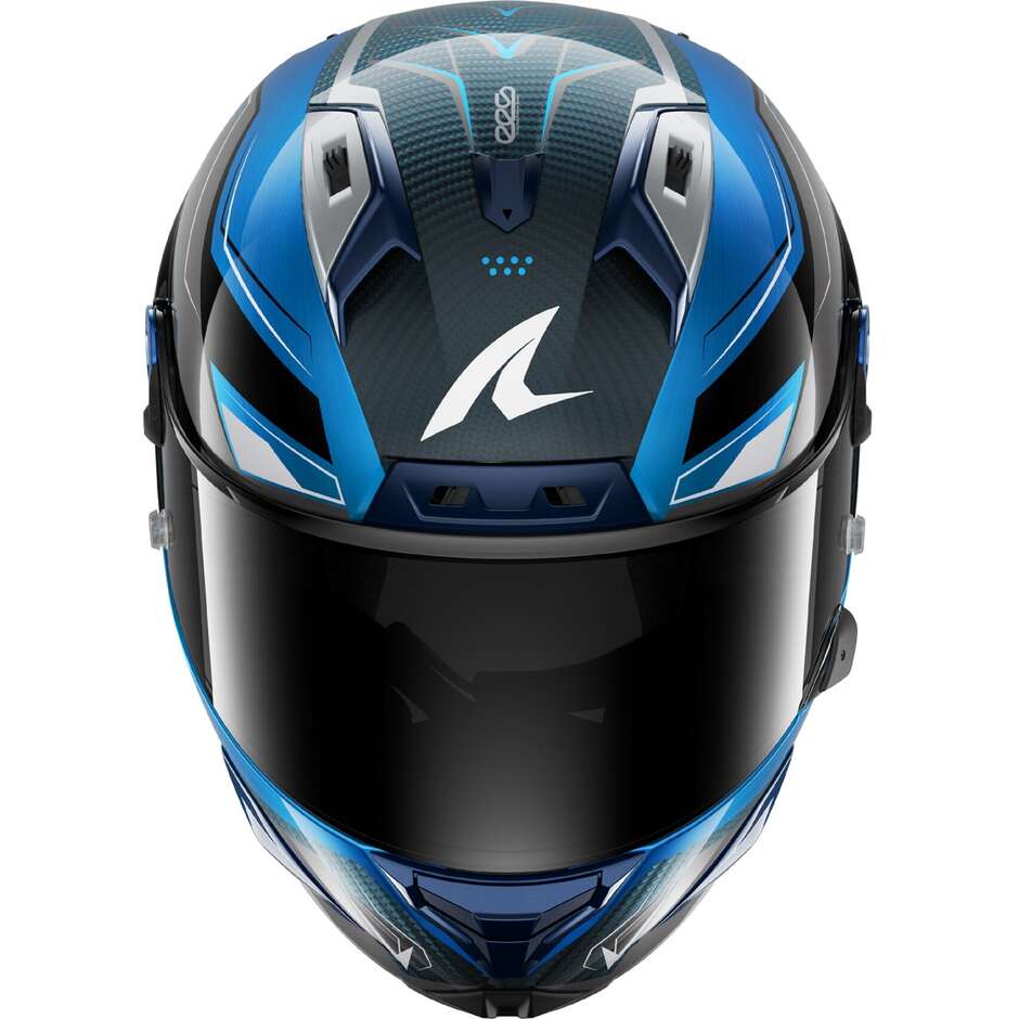 Shark AERON MEKARIUM Carbon Blue Silver Full Face Motorcycle Helmet