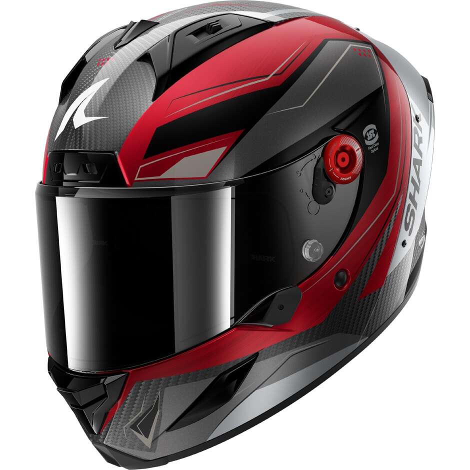 Shark AERON MEKARIUM Carbon Full Face Motorcycle Helmet Red Silver