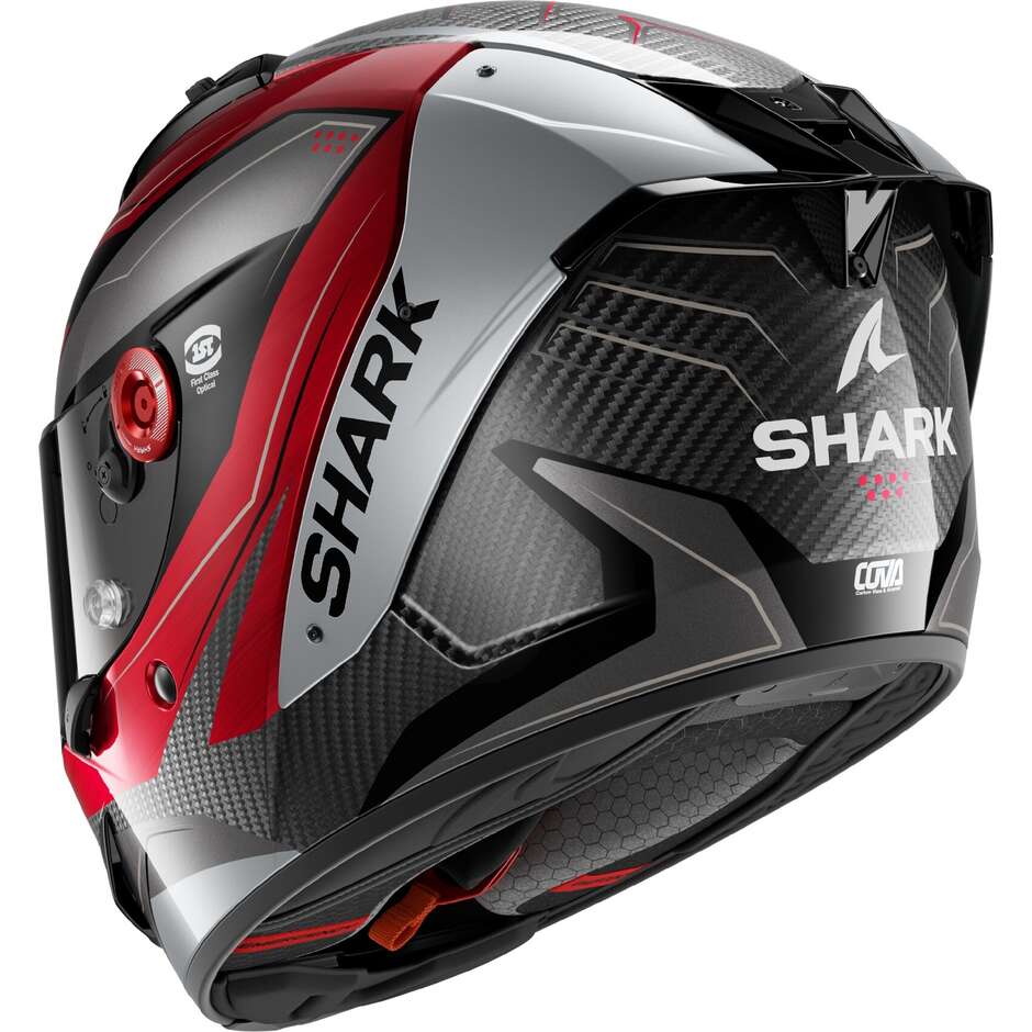 Shark AERON MEKARIUM Carbon Full Face Motorcycle Helmet Red Silver