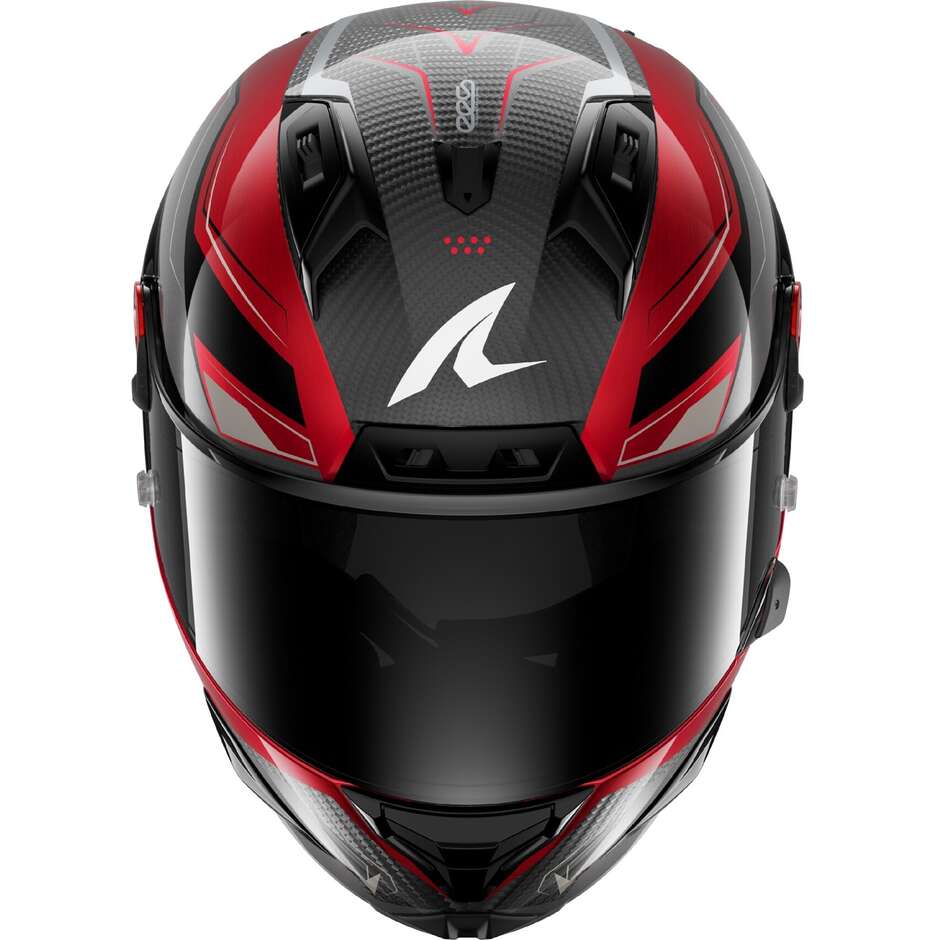 Shark AERON MEKARIUM Carbon Full Face Motorcycle Helmet Red Silver