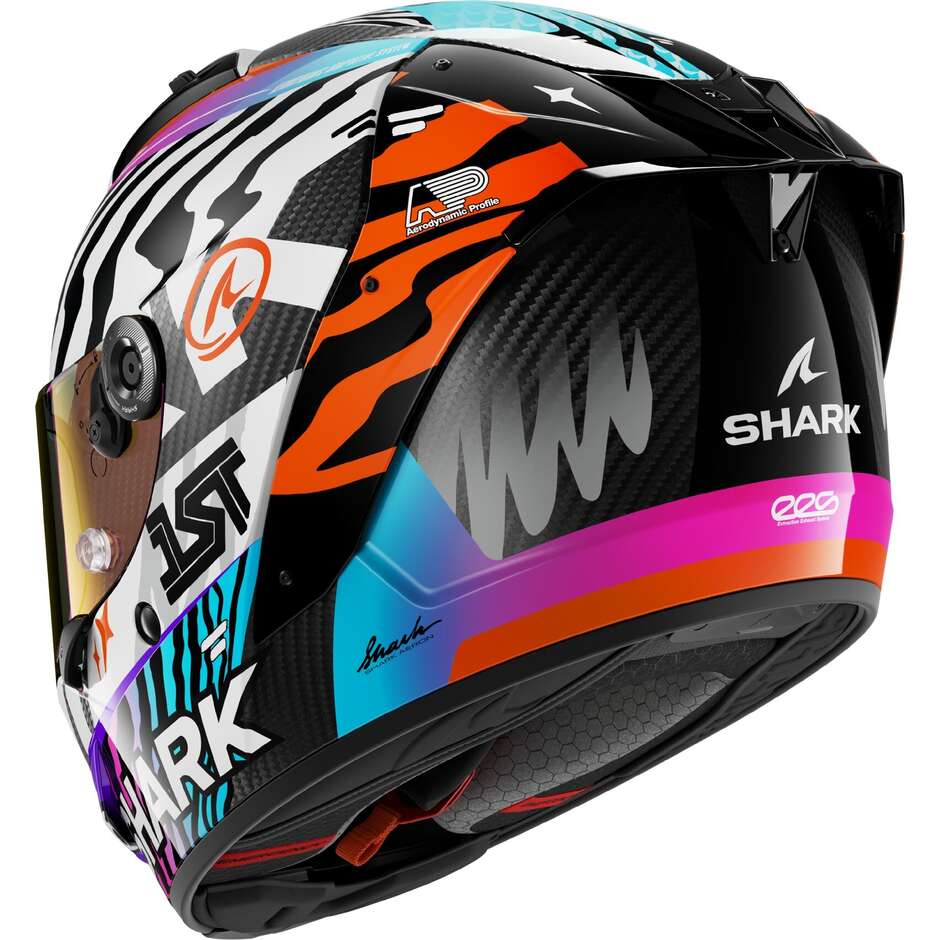 Shark AERON SPEED-FANCY Carbon Integralhelm für Motorräder, Weiß/Orange
