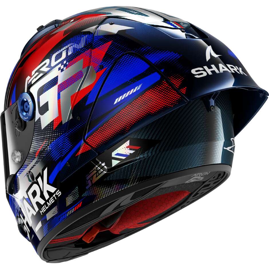 Casque intégral de moto Shark AERON ZARCO GP DE FRANCE Carbon Blue chromé