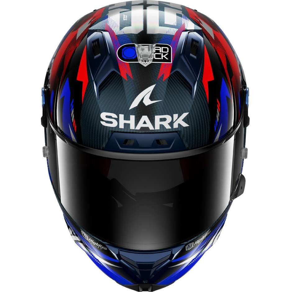 Casque intégral de moto Shark AERON ZARCO GP DE FRANCE Carbon Blue chromé