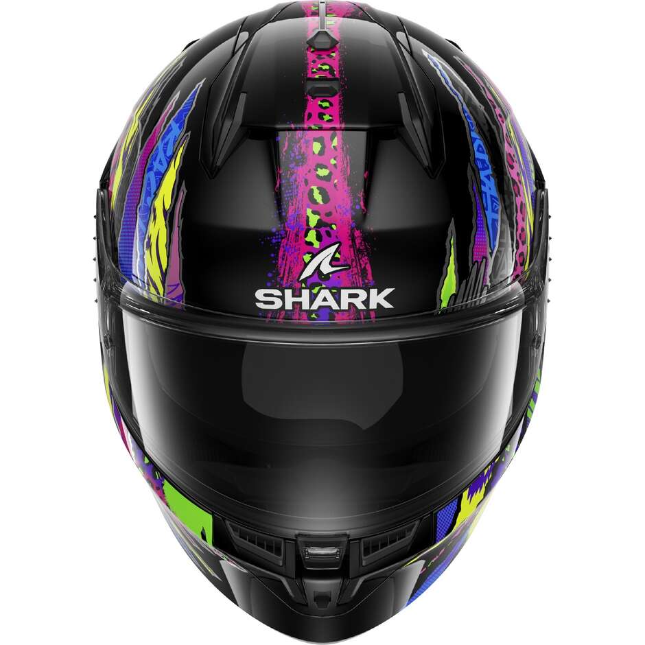 Shark D-SKWAL 3 FAWN Integralhelm für Motorräder, Schwarz, Lila, Gelb