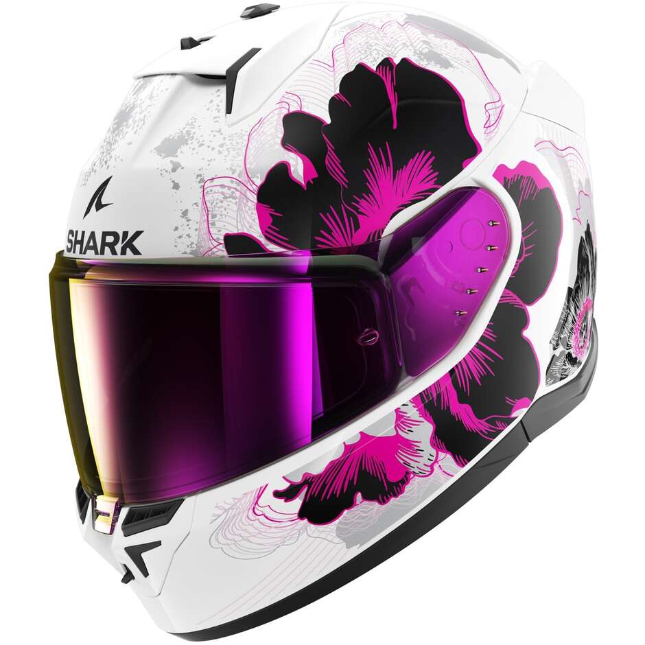 Shark D-SKWAL 3 MAYFER Full Face Motorcycle Helmet White Purple Anthracite
