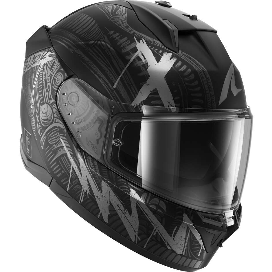 Shark D-SKWAL 3 SHIEVER Matt Schwarz Anthrazit Silber Integralhelm für Motorräder