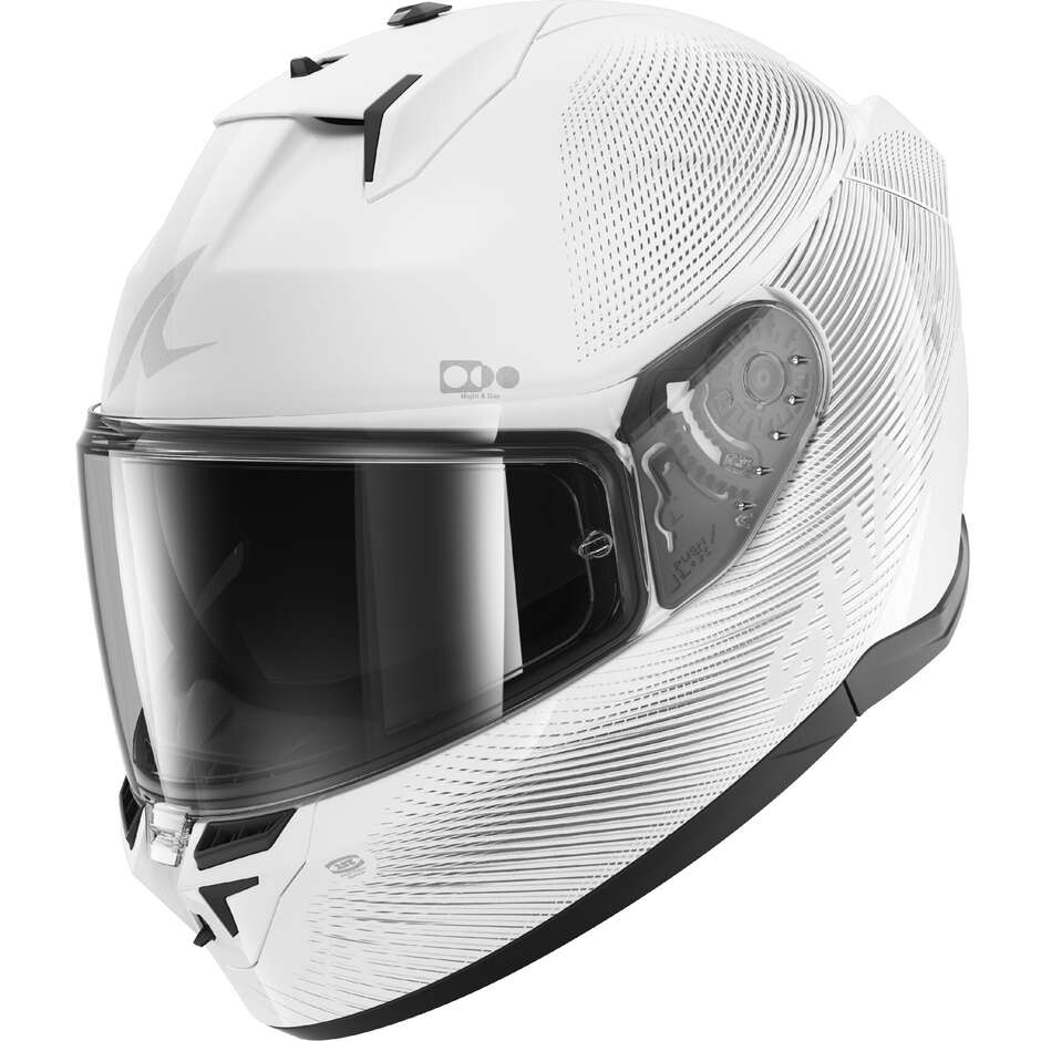 Shark D-SKWAL 3 SP LYNE Full Face Motorcycle Helmet White Silver