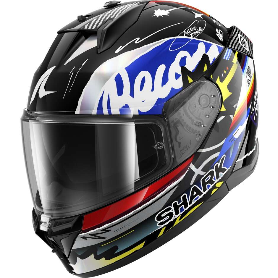 Shark D-SKWAL 3 STREETRUSH Full Face Motorcycle Helmet Black Blue Chrome