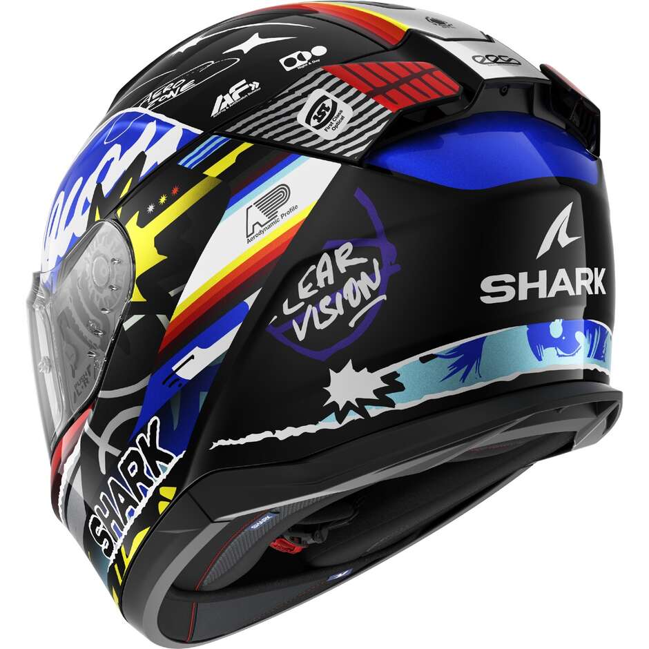 Shark D-SKWAL 3 STREETRUSH Full Face Motorcycle Helmet Black Blue Chrome