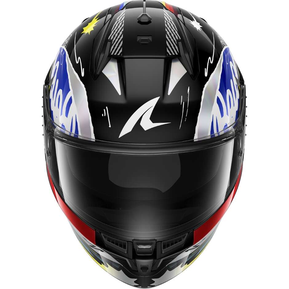 Shark D-SKWAL 3 STREETRUSH Full Face Motorcycle Helmet Black Blue Chrome