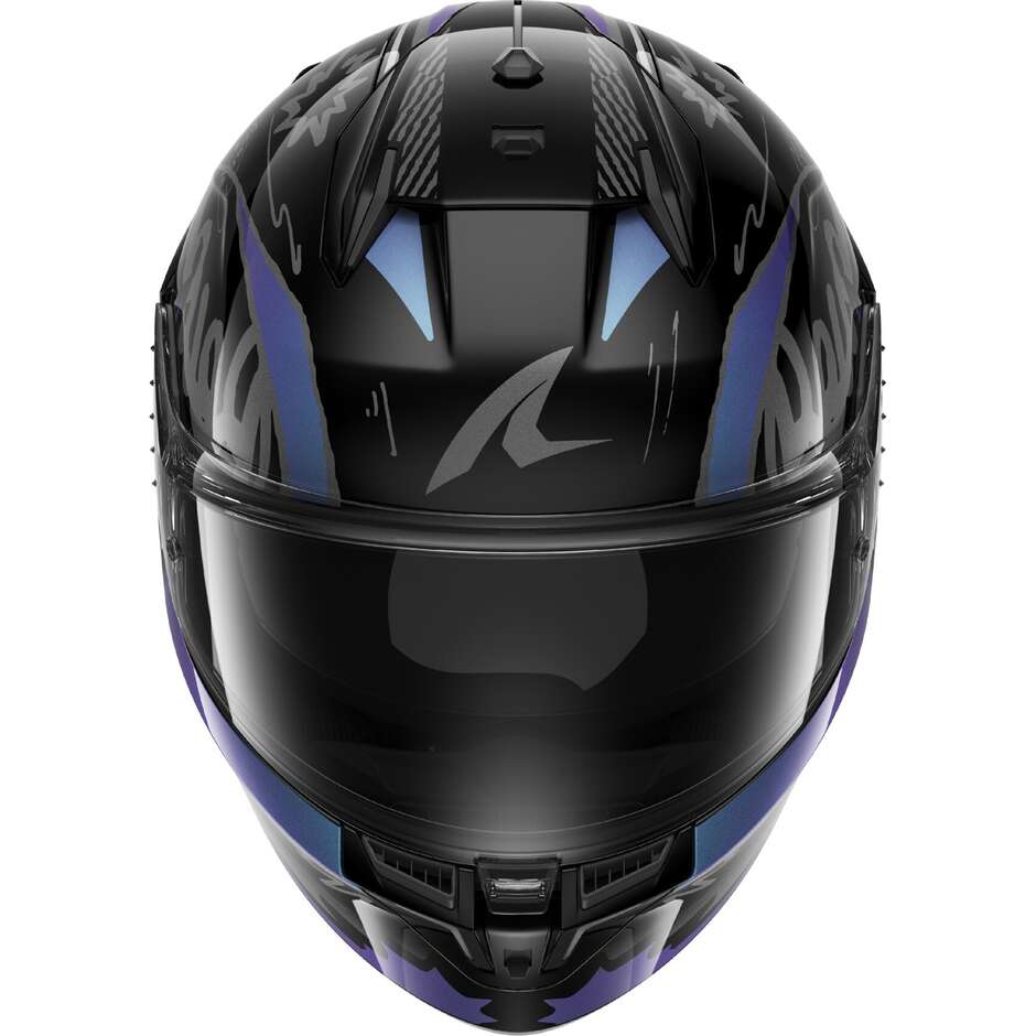 Shark D-SKWAL 3 STREETRUSH Integralhelm für Motorräder, Schwarz, Grün, Chrom