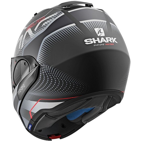 Shark EVO-ONE 2 Modular Motorcycle Helmet KEENSER Black Silver Matt Red