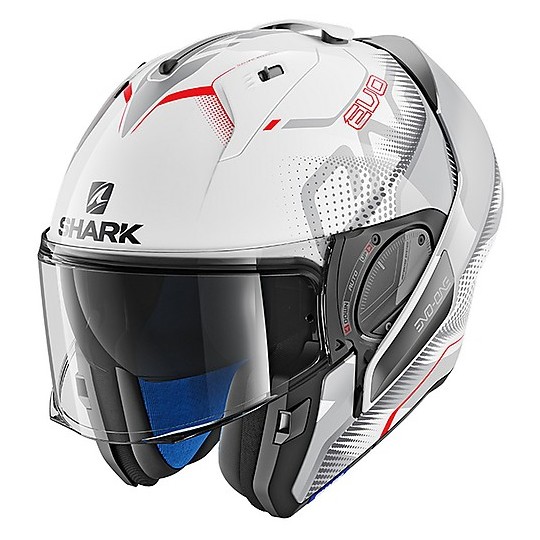 Shark EVO-ONE 2 Modular Motorcycle Helmet KEENSER White Silver Red