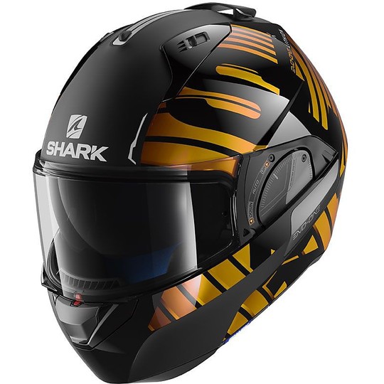 Shark EVO-ONE 2 Modular Motorcycle Helmet LITHION DUAL Black Chrome-plated Gold