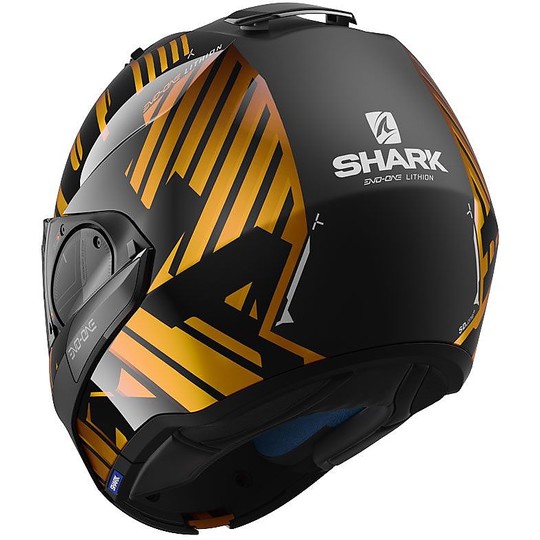 Shark EVO-ONE 2 Modular Motorcycle Helmet LITHION DUAL Black Chrome-plated Gold