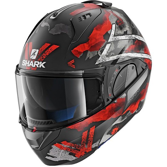 Shark EVO-ONE 2 SKULD Modularer Motorradhelm Schwarz Weiß Rot Matt