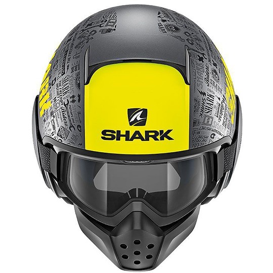 Shark Jet Motorcycle Helmet DRAK TRIBUTE RM Anthracite Matt Yellow