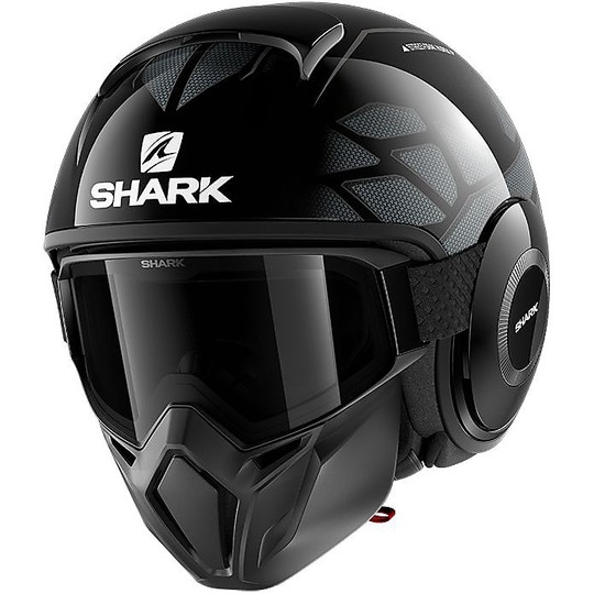 Shark Jet Motorcycle Helmet STREET-DRAK HUROK Black Silver