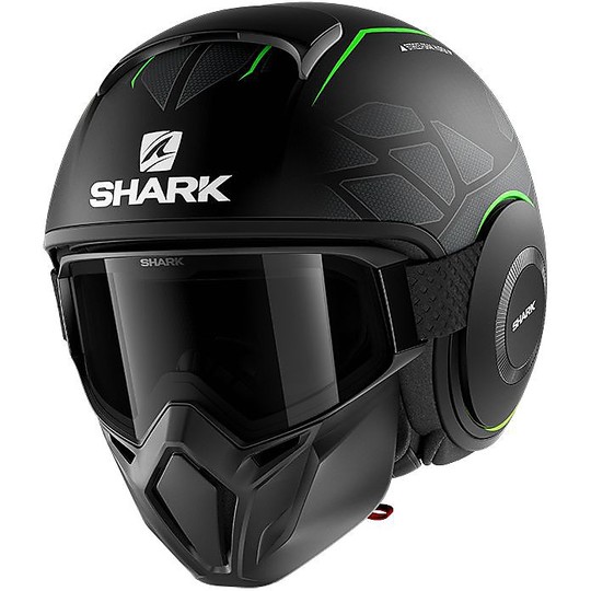 Shark Jet Motorcycle Helmet STREET-DRAK HUROK Matt Black Green