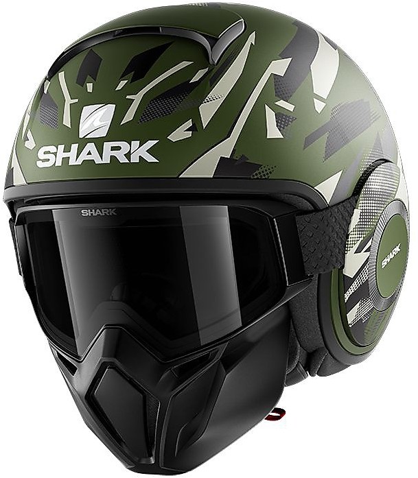 Shark Jet Motorcycle Helmet STREET-DRAK KANHJI Matt Green For Sale