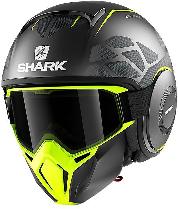 Shark Jet Motorradhelm STREET-DRAK HUROK Matt Schwarz Gelb ...