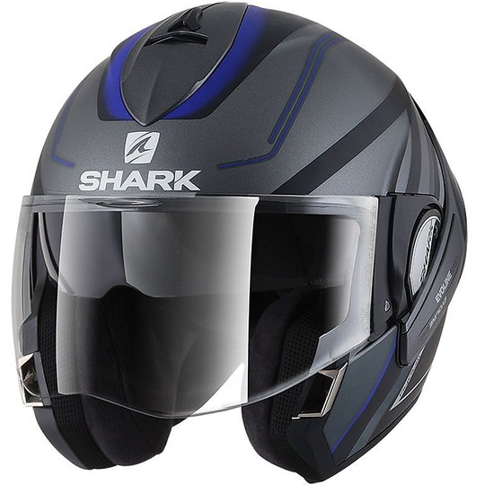 Shark Modular Motorcycle Helmet EVOLINE 3 HYRIUM Anthracite Black Matt Blue