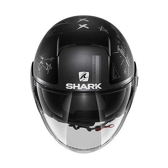 Shark NANO Tribute Dual Jet Motorcycle Helmet Visor Mat Black RM Anthracite Matt Silver