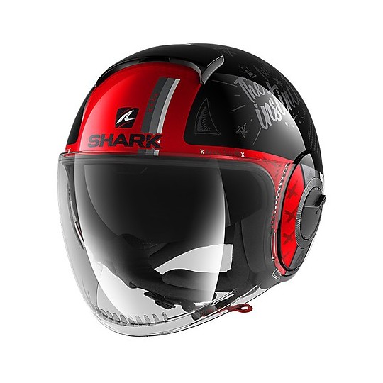 Shark NANO Tribute RM Doppelvisier Jet Motorradhelm Schwarz Weiß Rot