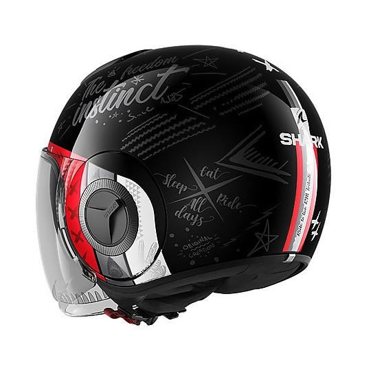 Shark NANO Tribute RM Dual Visor Jet Motorcycle Helmet Black White Red
